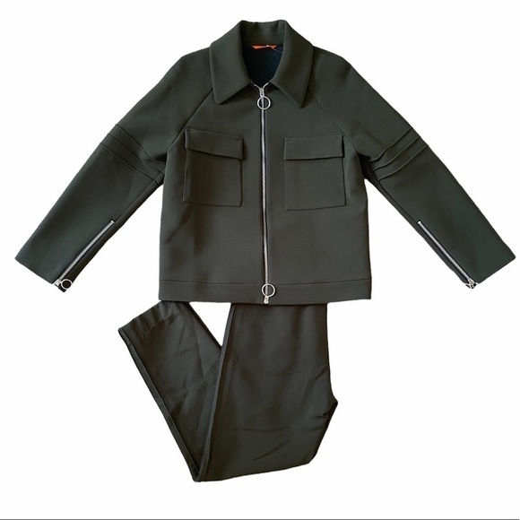 Smarteez Jackets & Blazers - Smarteez- Olive Green Industrial Like Matching Set with Jacket and Jogger Pants